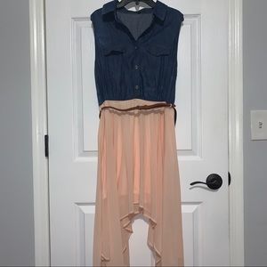 sleeveless half denim dress🌸